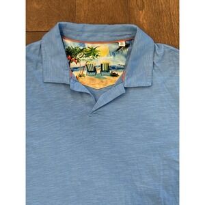 Robert Graham Polo Shirt Blue Classic Fit Size XL Golf Preppy Beach Design
